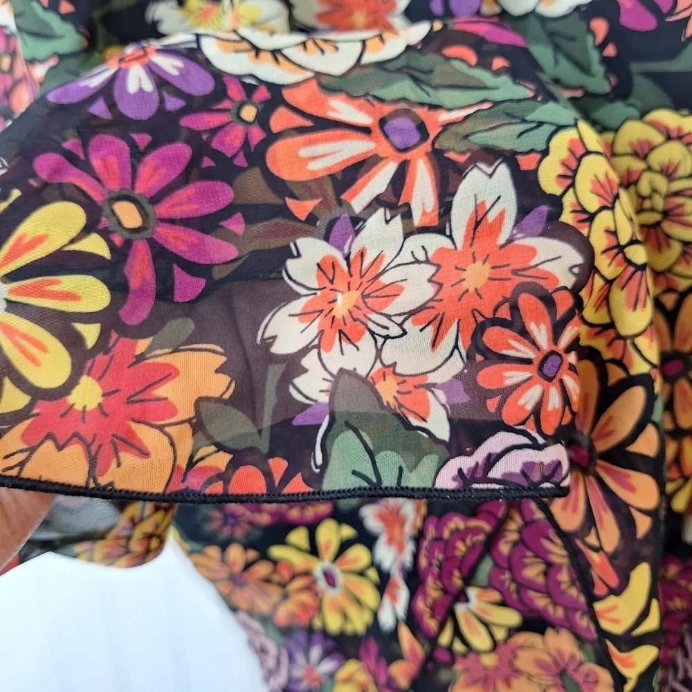LuLaRoe Womens Lola Pull On Lined Midi Skirt 3XL‎ Black Purple Green Floral New